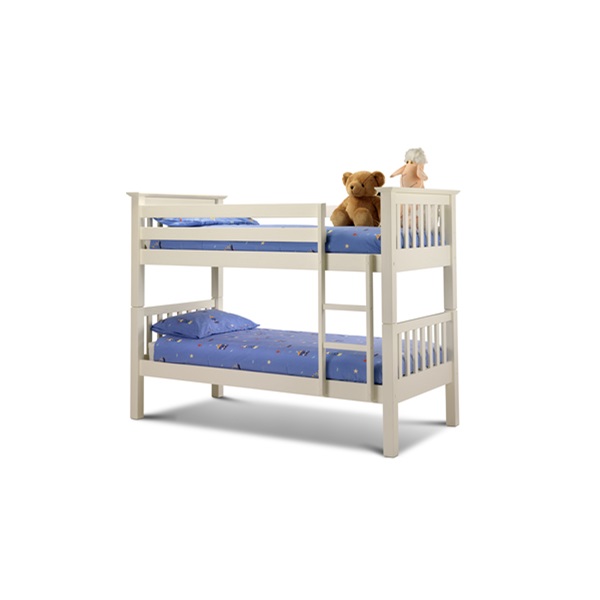 White Wood Bunk Bed with Trundle