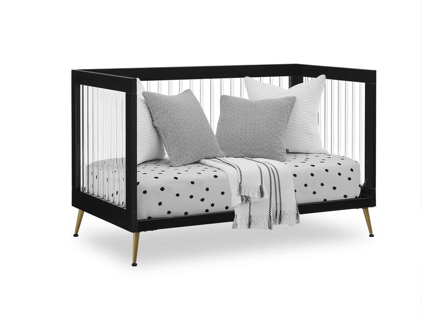 Black Modern Wood Baby Crib Convertible