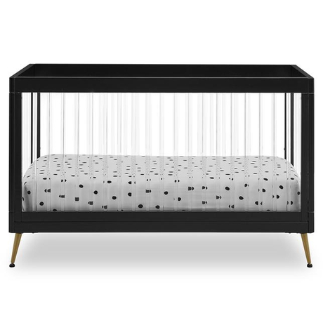 Black Modern Wood Baby Crib Convertible