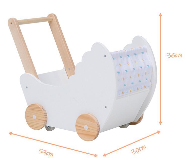 Wood Shopping Trolley for Kids Pretend Play Toy