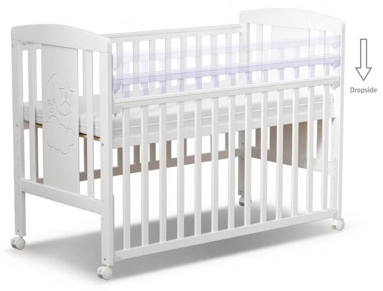 3-in-1 Wooden Baby Cot Bed，Baby Crib，Convertible Baby Bed with Teething Rail