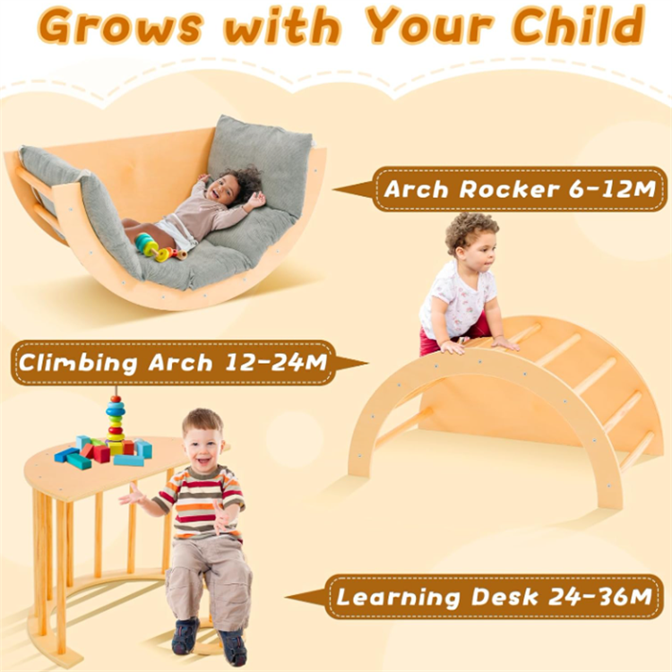 Montessori Indoor Gym Walking Wooden Climbing Arch