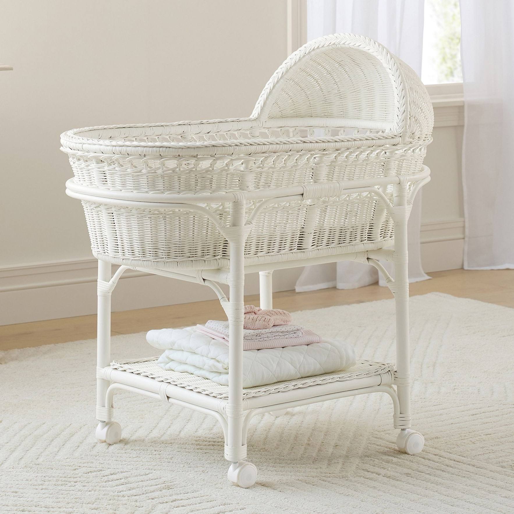 Rattan Baby Bassinet + Mattress Set