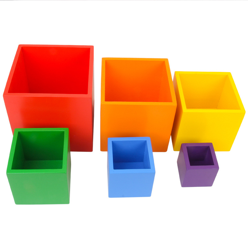 Educational Wood Rainbow Square Blocks