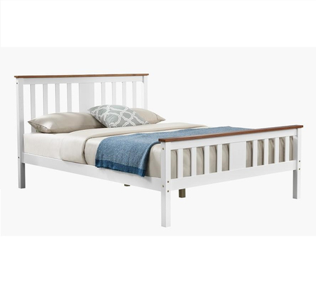 Double White Wood Bed Frame