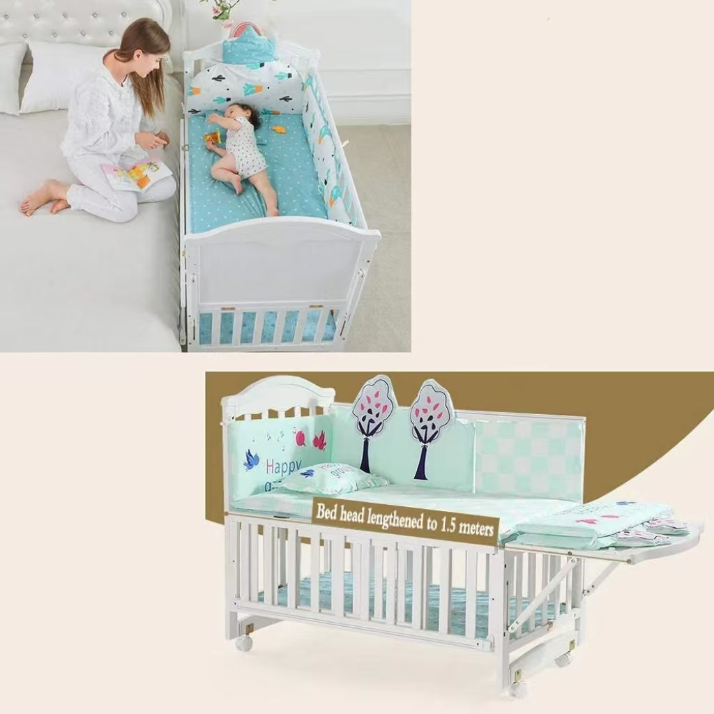 Baby Wooden Crib Portable Bed Side Crib with Multifunction