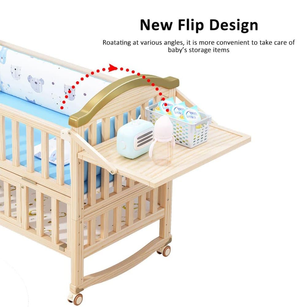 StarAndDaisy Baby Wooden Cot Crib Sleeping Bed with Mattress for Infants/Toddlers