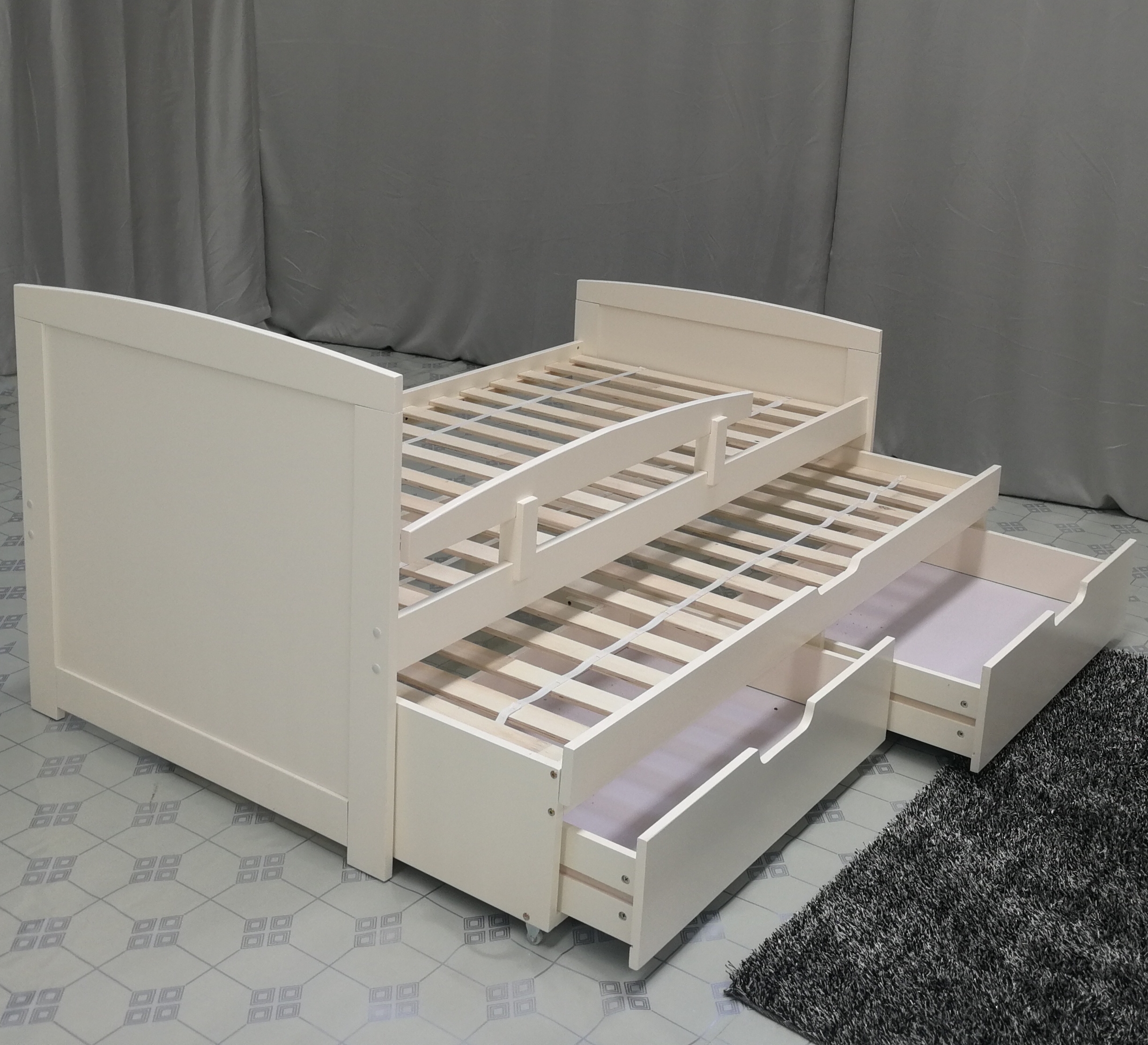Modern Wood Twin Daybed with Drawer in White