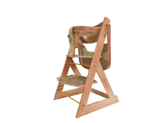 Varnish Birch Wood Baby High Chair