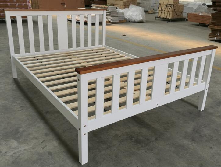 Double White Wood Bed Frame