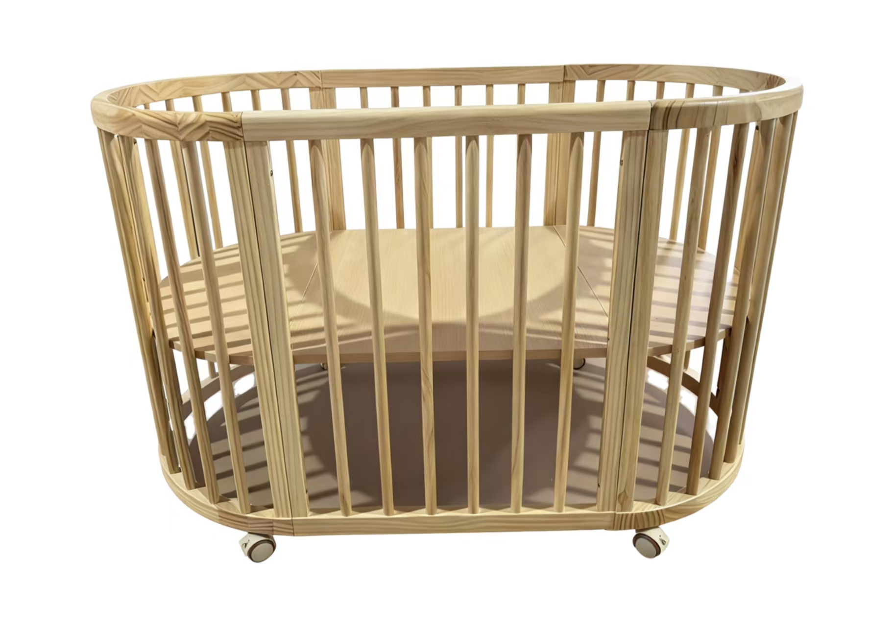 Oval Shaped Swinging Baby Crib with The Provision of Expanding