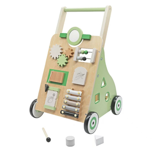 Wooden Baby Push Walker and Toddler Pull Learning Activity Toy