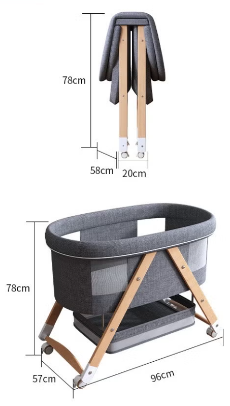 Toddler Cot Foldable Baby Crib Multifunctional Baby Cradle Infant Bed