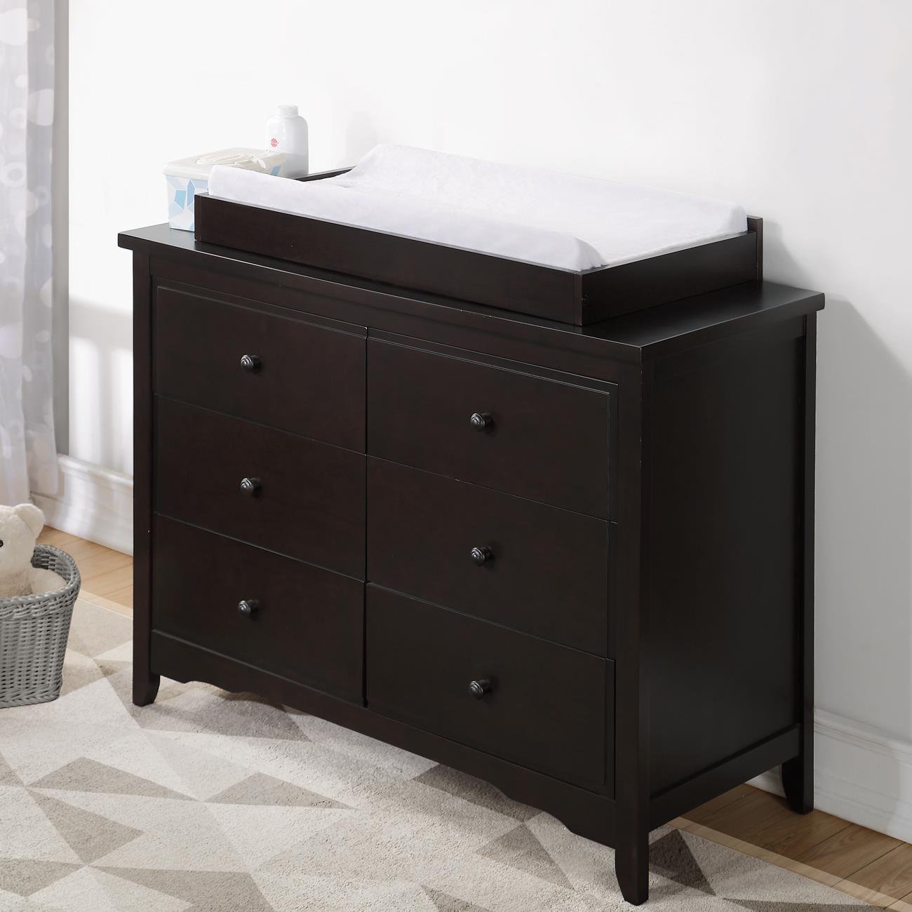 Black Solid Wood Changing Table and Dresser for Baby