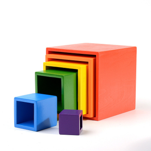 Educational Wood Rainbow Square Blocks