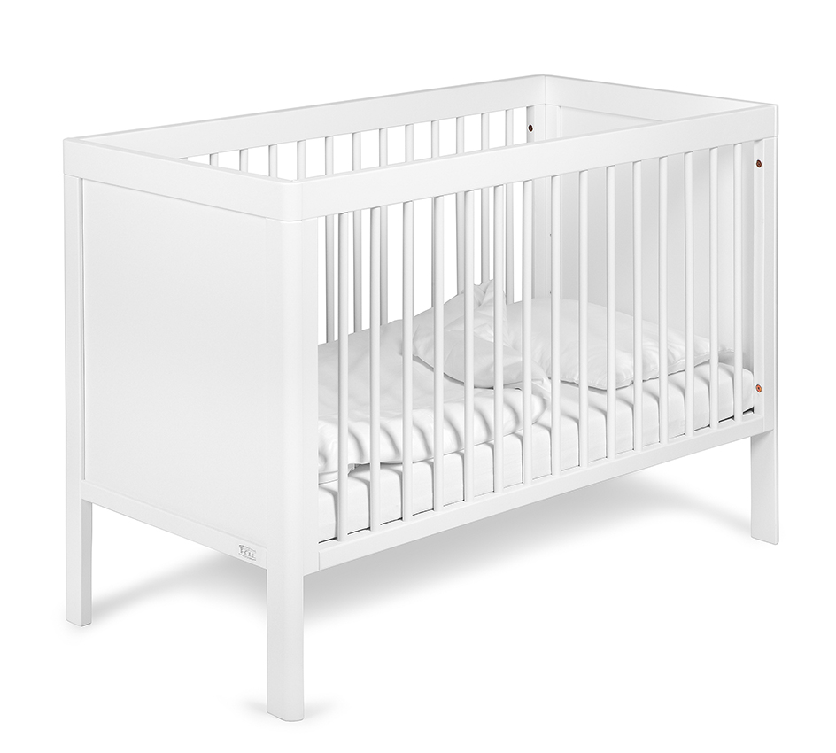 White Wooden Baby Crib with Drop Side