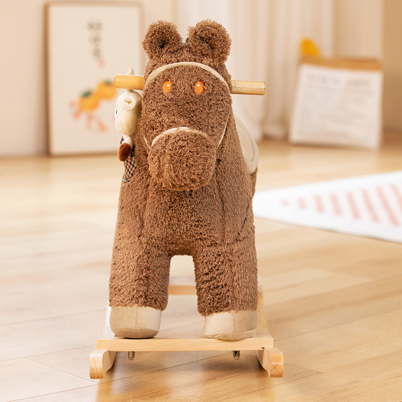 Wooden Toy and Plush Rocking Horse