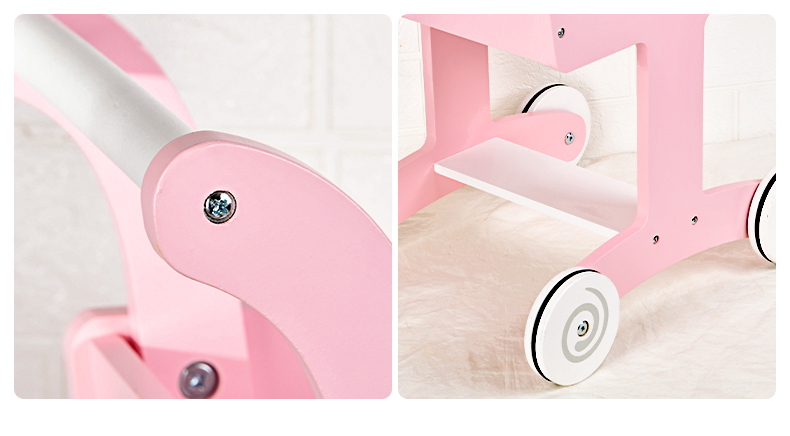 Wooden Toy Pink Shopping Cart