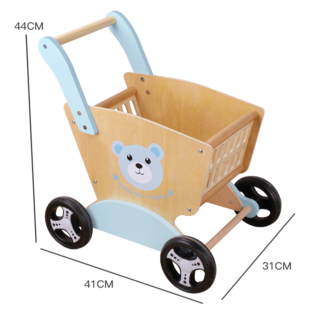 Wooden bear shopping cart