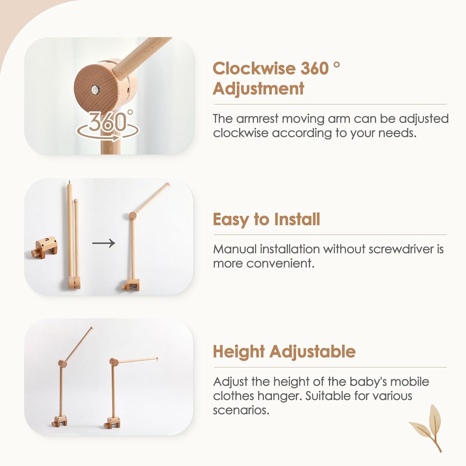 Crib Mobile Arm - Rotating Baby Mobile Hange