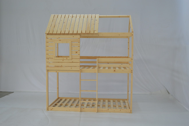 Wood House Bunk Bed for Kid