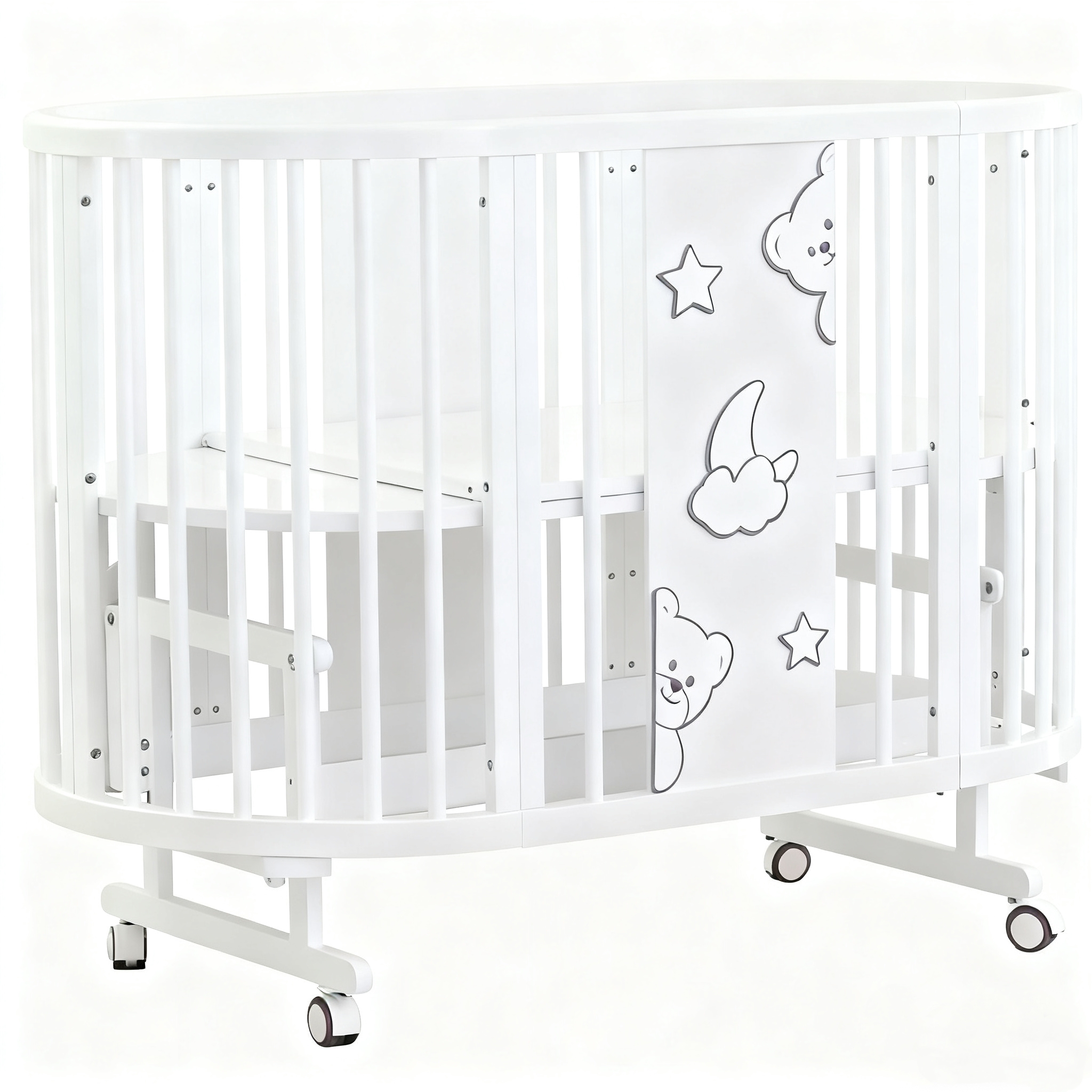 Oval Shaped Swinging Baby Crib with The Provision of Expanding