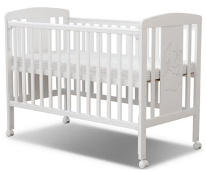 3-in-1 Wooden Baby Cot Bed，Baby Crib，Convertible Baby Bed with Teething Rail