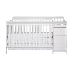 White Wood Baby Crib with Changing Table