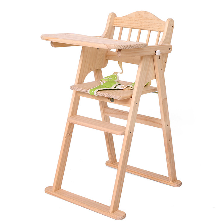 Varnish Foldable Wood Baby Dinning Chair