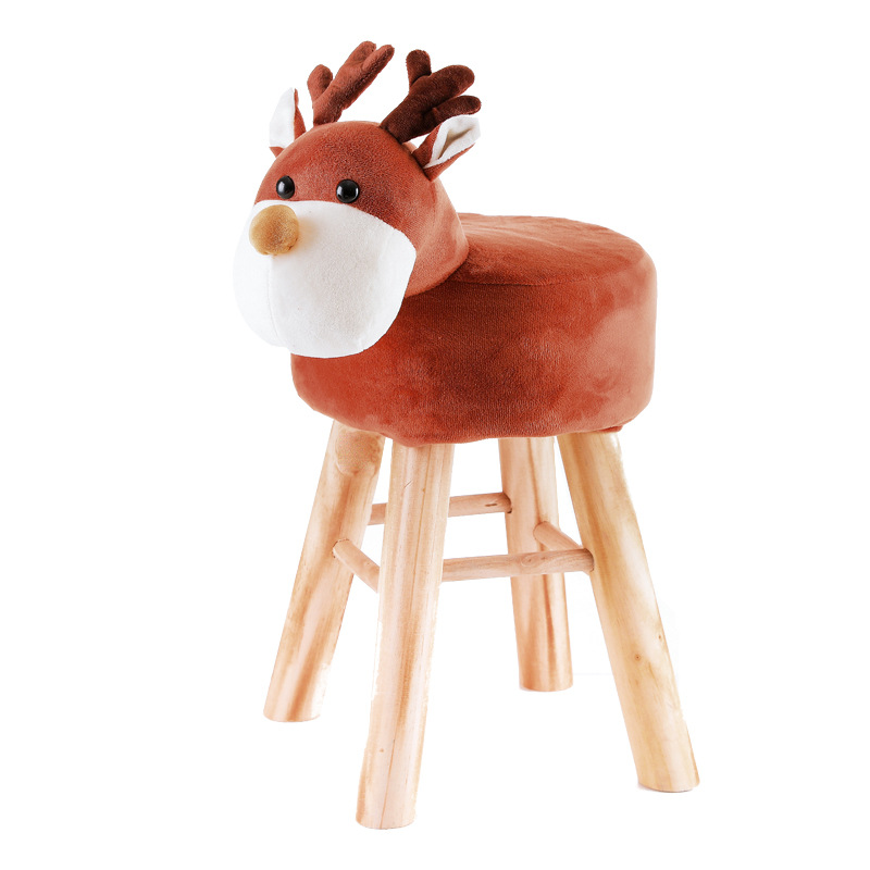 Kids Ottoman Chair Animal Cover with Wood Legs