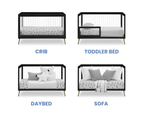 Black Modern Wood Baby Crib Convertible