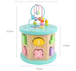 Wooden toy activity cube--12 holes
