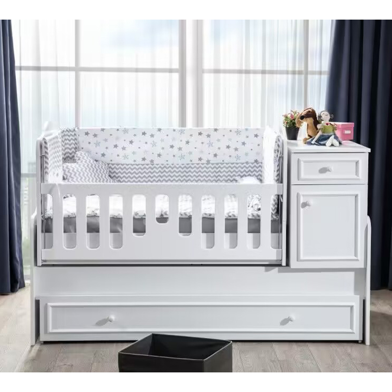 Convertible Multifunction Wooden Newborn Baby Crib Bed cot for mid east style kid Baby Cribs Wood Baby Furniture Crib 1640-5