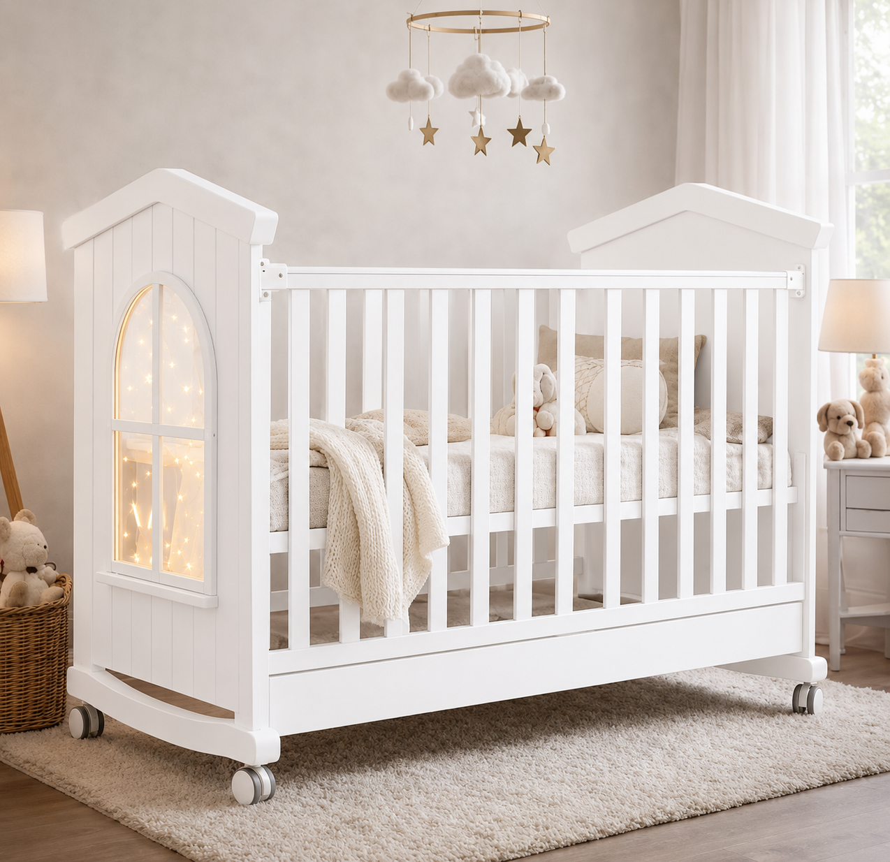 BABY WOODEN COT W DRAWER