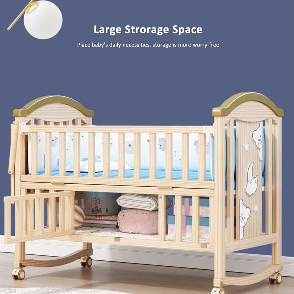 StarAndDaisy Baby Wooden Cot Crib Sleeping Bed with Mattress for Infants/Toddlers