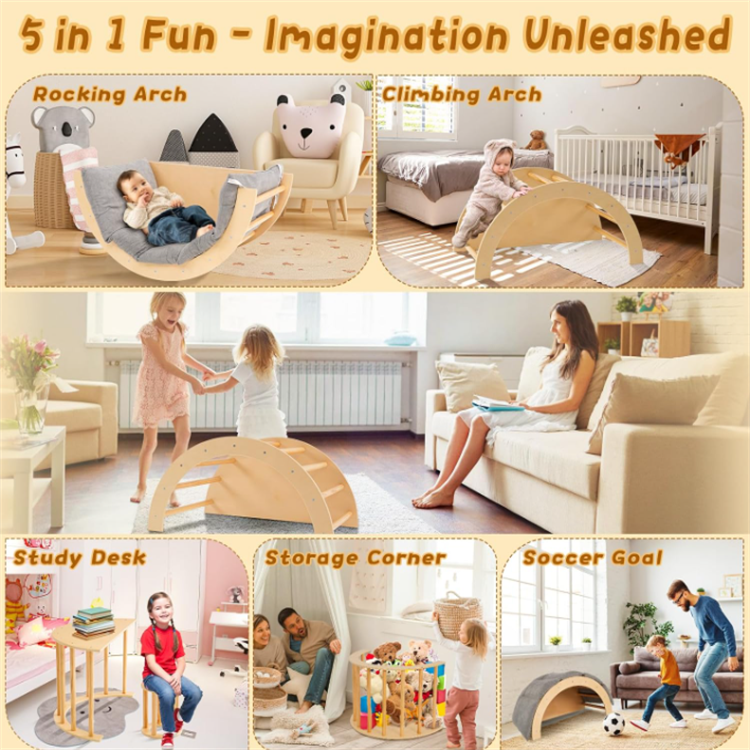 Montessori Indoor Gym Walking Wooden Climbing Arch