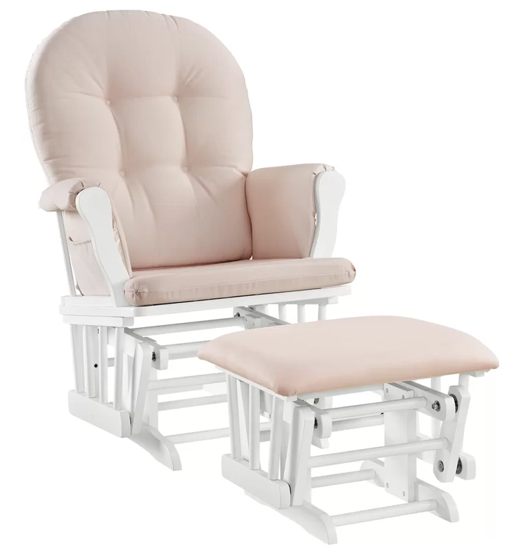 Willow Glider with Ottoman, White Finish with Cushions