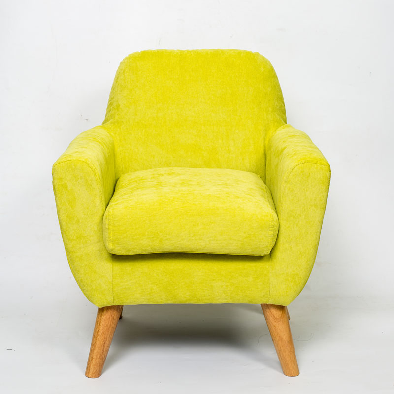 Yellow One Seat Kids Sofa with Wood Legs