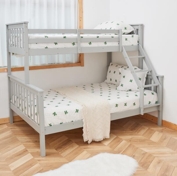 Convertible Grey Solid Wood Triple Bunk Bed