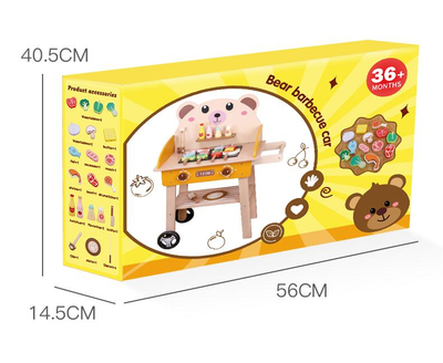 Wooden Toy Bear BBQ Cart