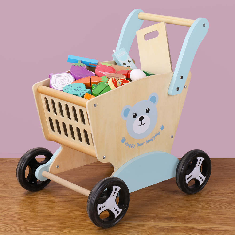 Wooden bear shopping cart