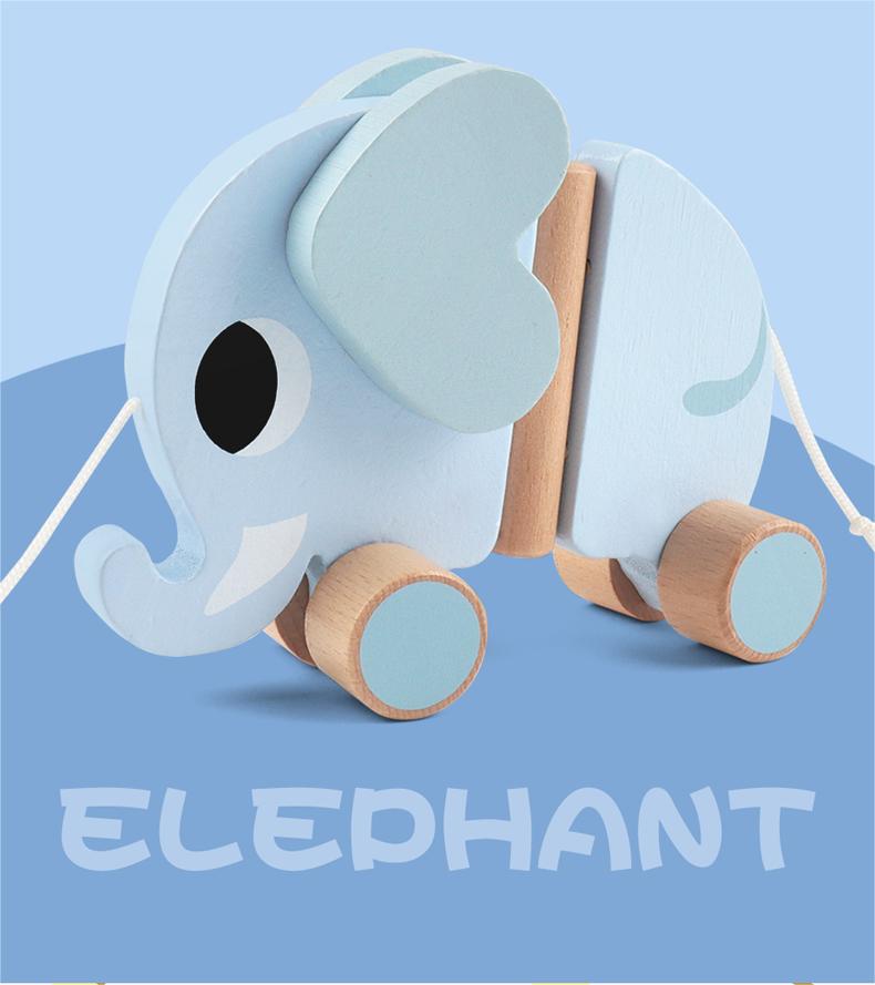 Wooden toy walking elephant