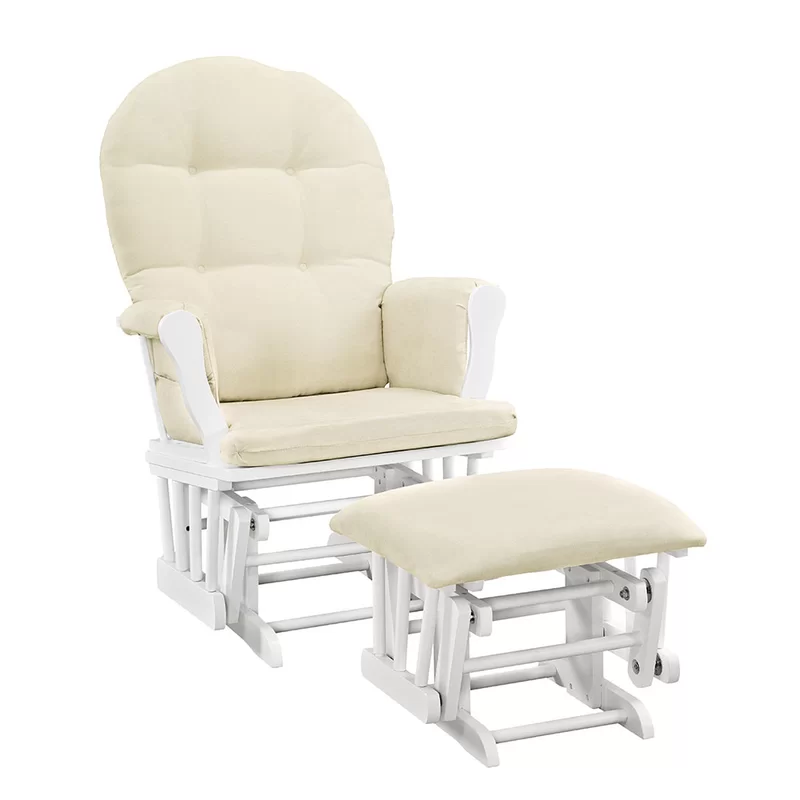 Willow Glider with Ottoman, White Finish with Cushions