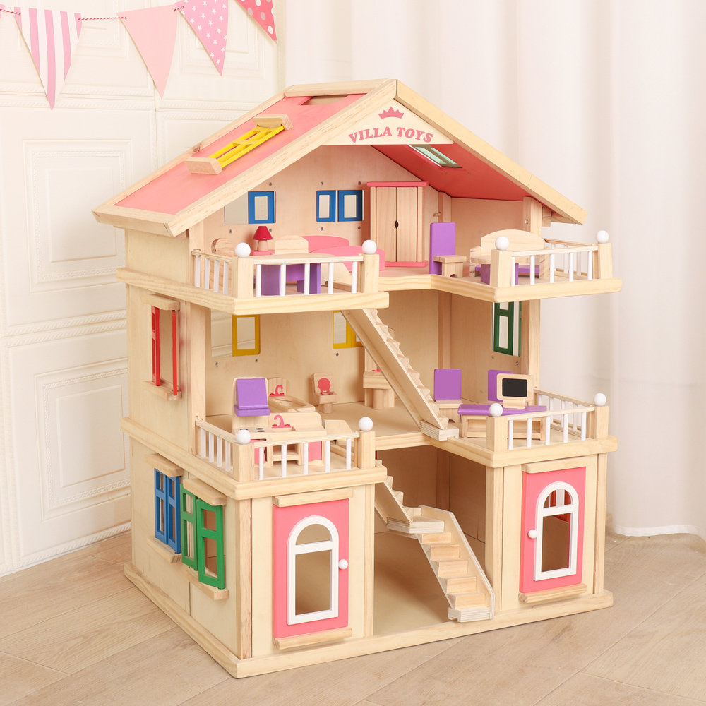 Wooden Toy Spanish solid wood villa