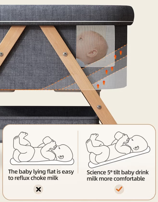 Toddler Cot Foldable Baby Crib Multifunctional Baby Cradle Infant Bed