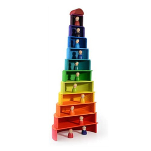 23 PC Wood Rainbow Construction Building Toys