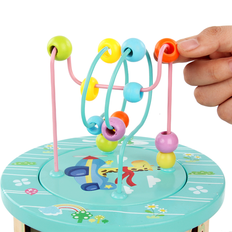 Wooden toy activity cube--12 holes