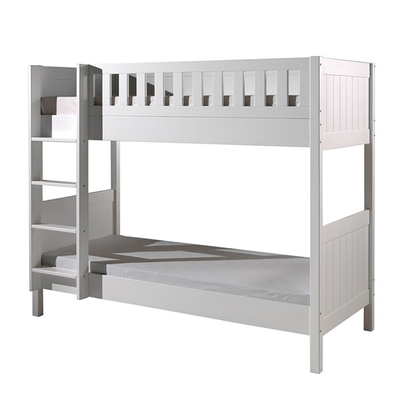 Solid Wood Bunk Bed with Stairs, White, 1523-19