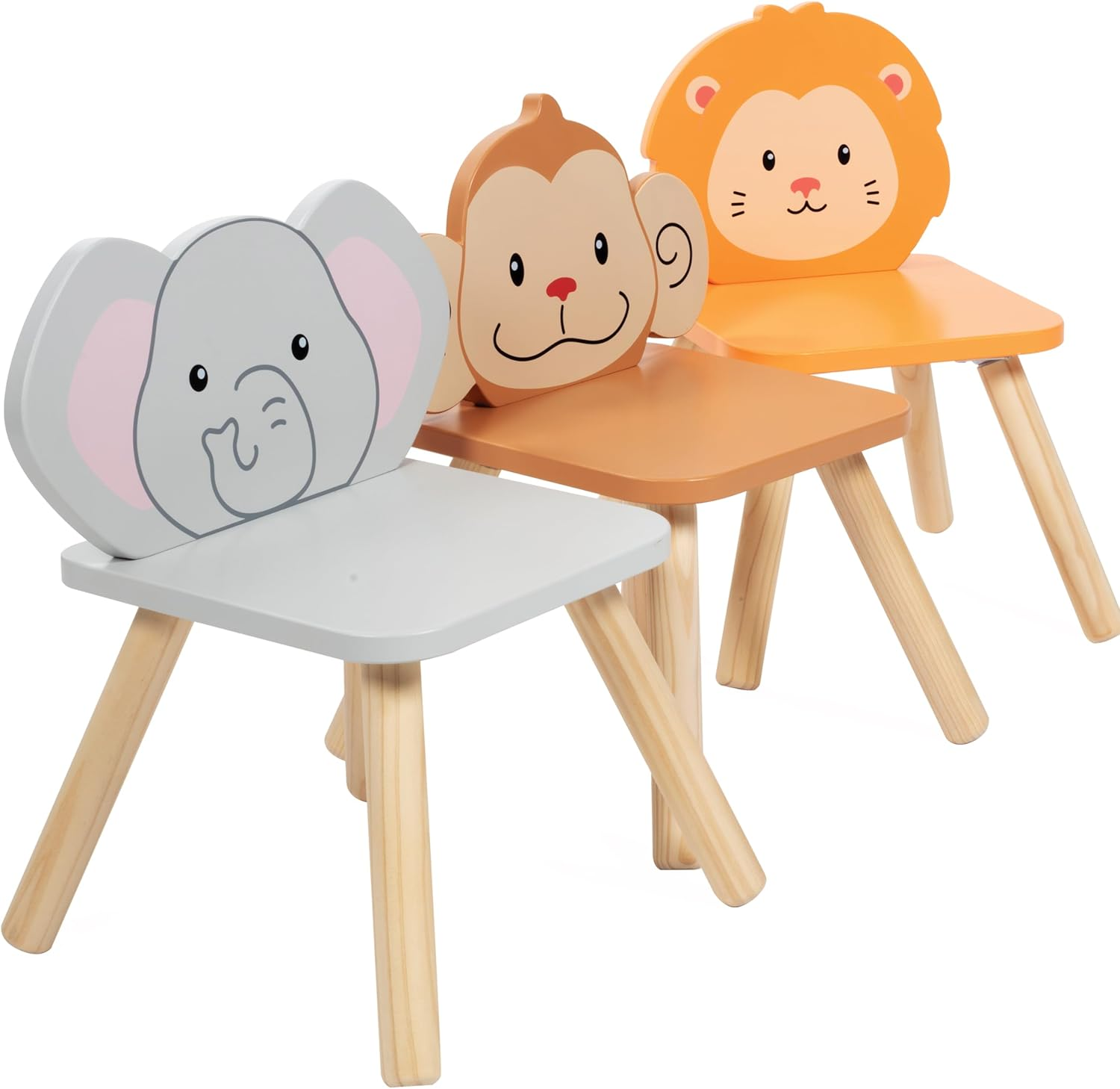 Kids Wooden Animal Table & Chair Set With 4 Seats