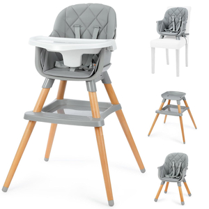 6 in 1 Wooden High Chair with Storage And Dishwasher Safe Tray